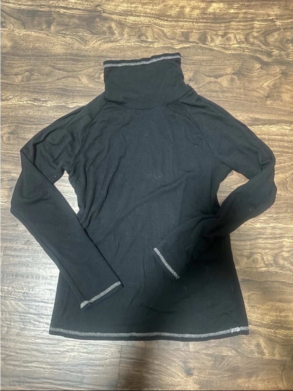 Free People Black Ribbed Long Sleeve Turtleneck